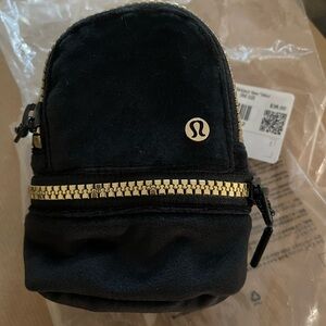 Lululemon Black Mini Backpack with Gold Zipper